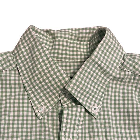 Fish Hippie Green Checkered Gingham Button Down Cotton Shirt Size S - Picture 2 of 6
